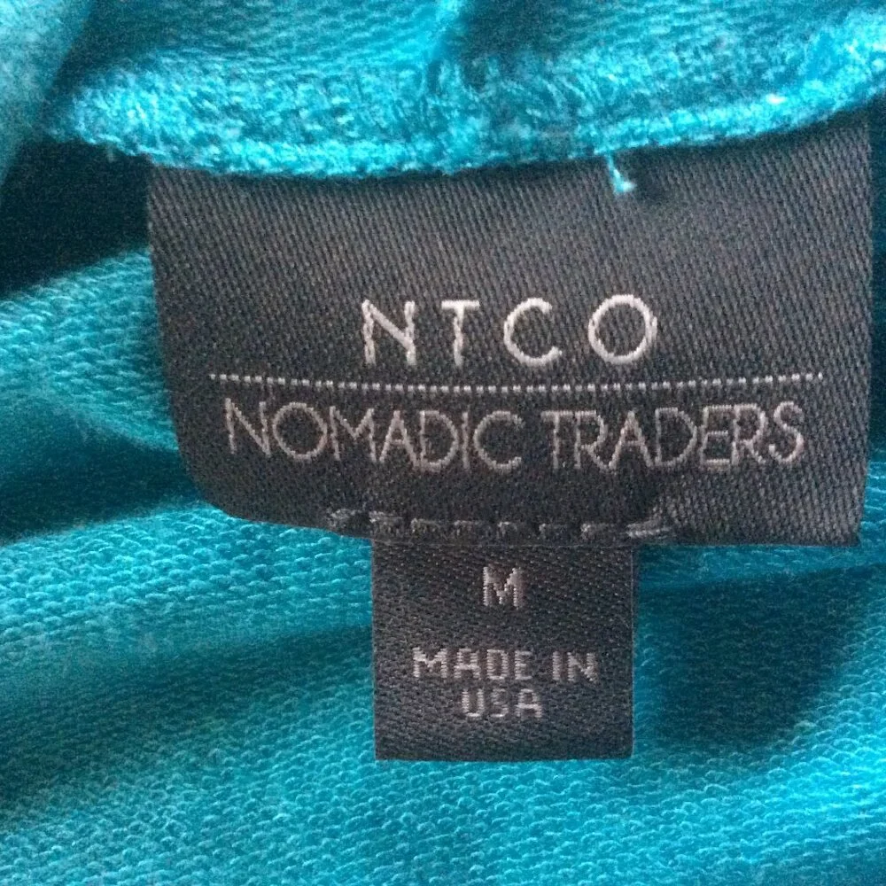 Nomadic Traders Blue Hooded Athleisure Feminine Relaxed Cardigan Size Medium - Picture 5 of 5
